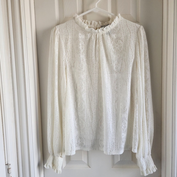 A. Calin Tops - Victorian Romantic Long Sleeve Lace Blouse Balloon‎ Sleeves Size Medium